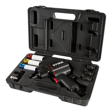 STIER pneumatic impact wrench 17-BBS set, 8 pieces, max. loosening torque 1,756 Nm