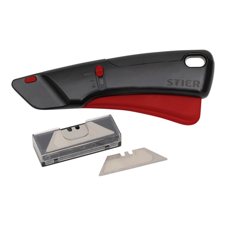 STIER Sicherheits-Cuttermesser Premium mit 10 Ersatz-Klingen automatischem