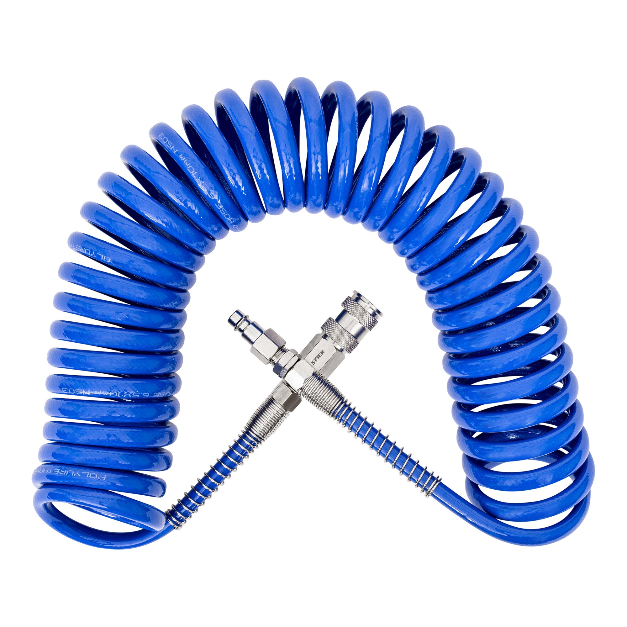 STIER spiral compressed air hose length: 7.62 m pressurized hose kink protection