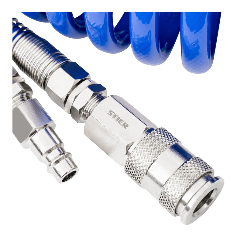 STIER spiral compressed air hose length: 7.62 m pressurized hose kink protection
