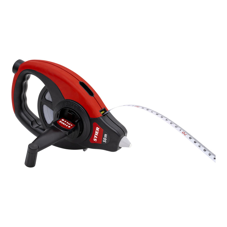 STIER steel tape measure 50 m in high-strength plastic case with mm and cm graduations