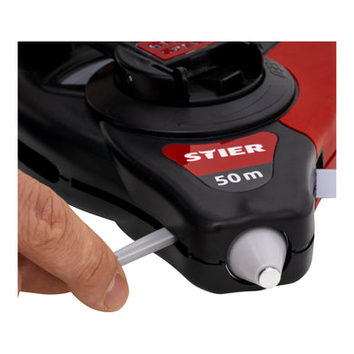 STIER steel tape measure 50 m in high-strength plastic case with mm and cm graduations