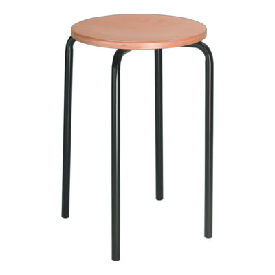 STIER stacking stool with sturdy tubular steel frame, seat height 500mm, natural beech