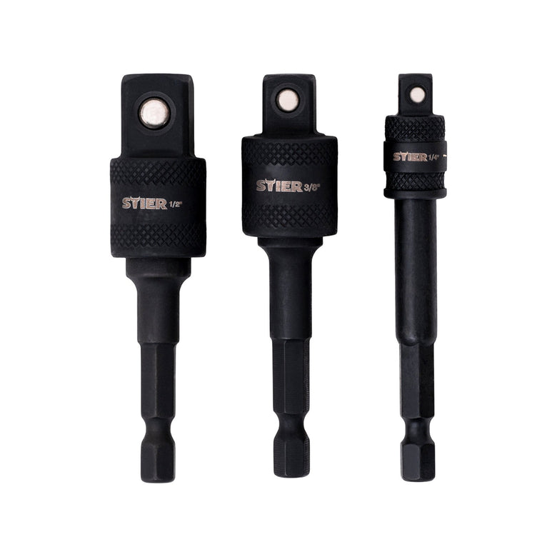 STIER Bit Adapter Satz 3-teilig 1/4 Stecknüsse 3/8 und 1/2 Zoll Steckschlüssel