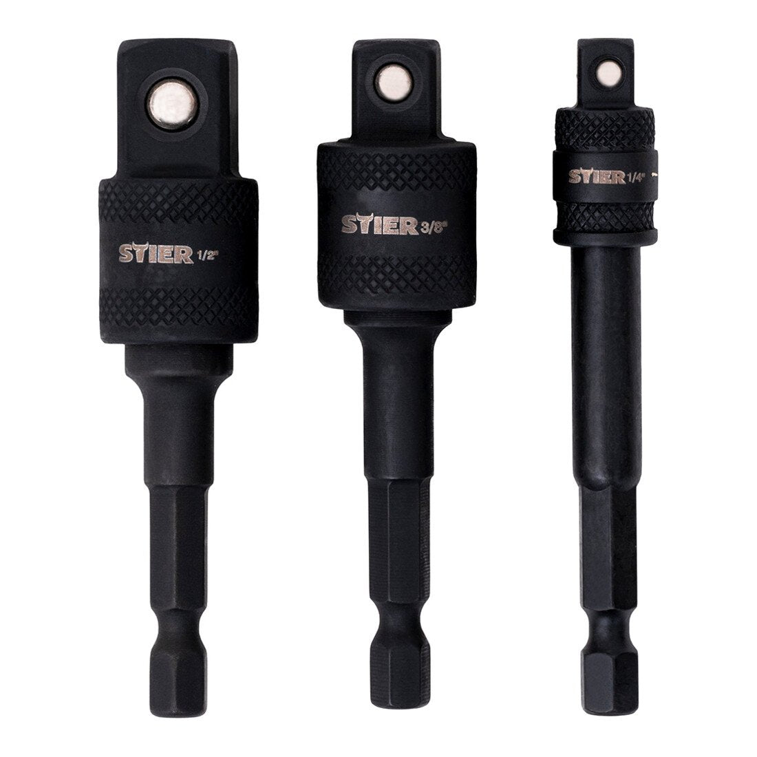 STIER Bit Adapter Satz 3-teilig 1/4 Stecknüsse 3/8 und 1/2 Zoll Steckschlüssel