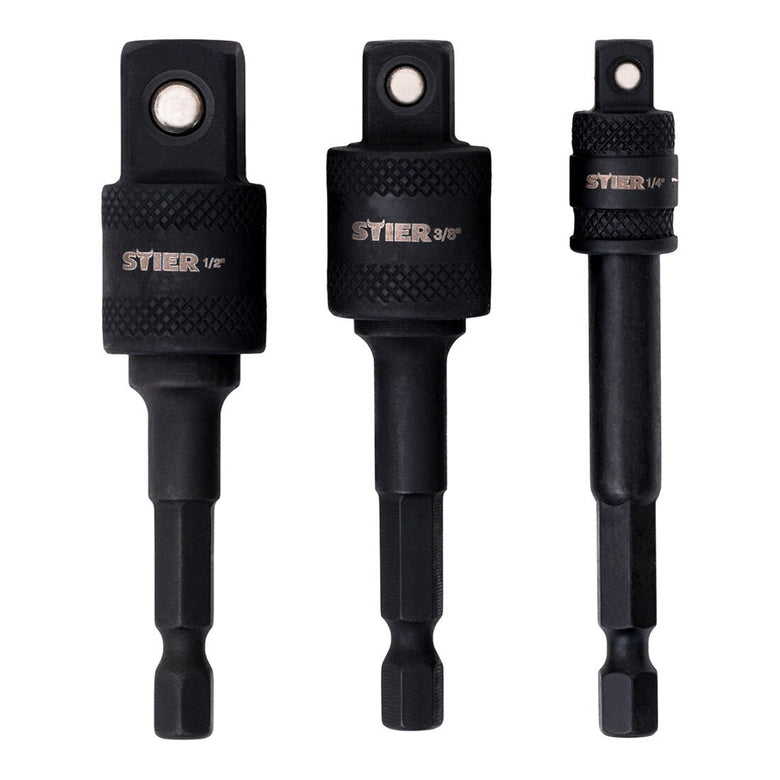 STIER Bit Adapter Satz 3-teilig 1/4 Stecknüsse 3/8 und 1/2 Zoll Steckschlüssel