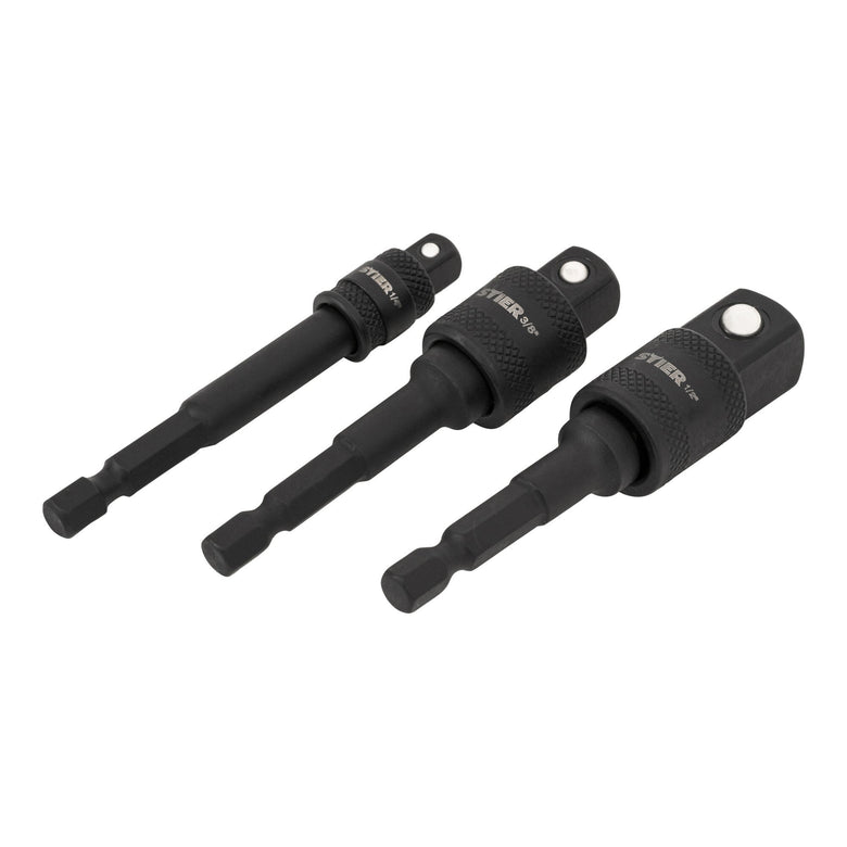 STIER Bit Adapter Satz 3-teilig 1/4 Stecknüsse 3/8 und 1/2 Zoll Steckschlüssel