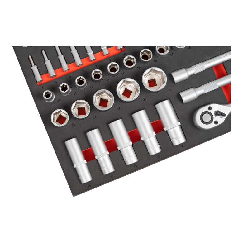 STIER Steckschlüssel Satz 92-teilig Chrom-Vanadium-Stahl 1/4 Zoll 1/2 Zoll mit