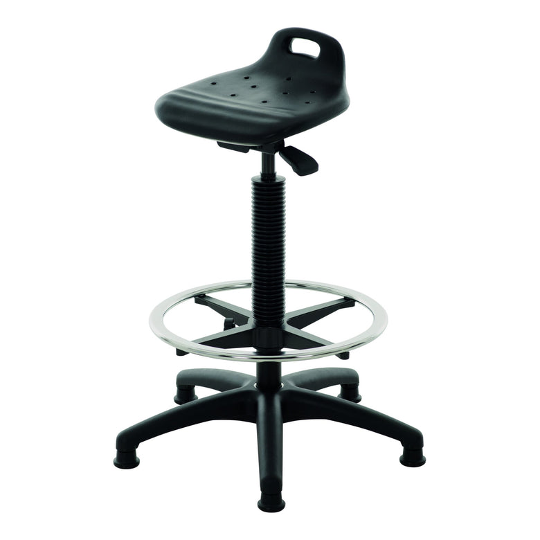 STIER Stehhilfe mit Gleitern und Fußring Sitzhöhe 640-890mm PU-Sitz mit Tragegriff