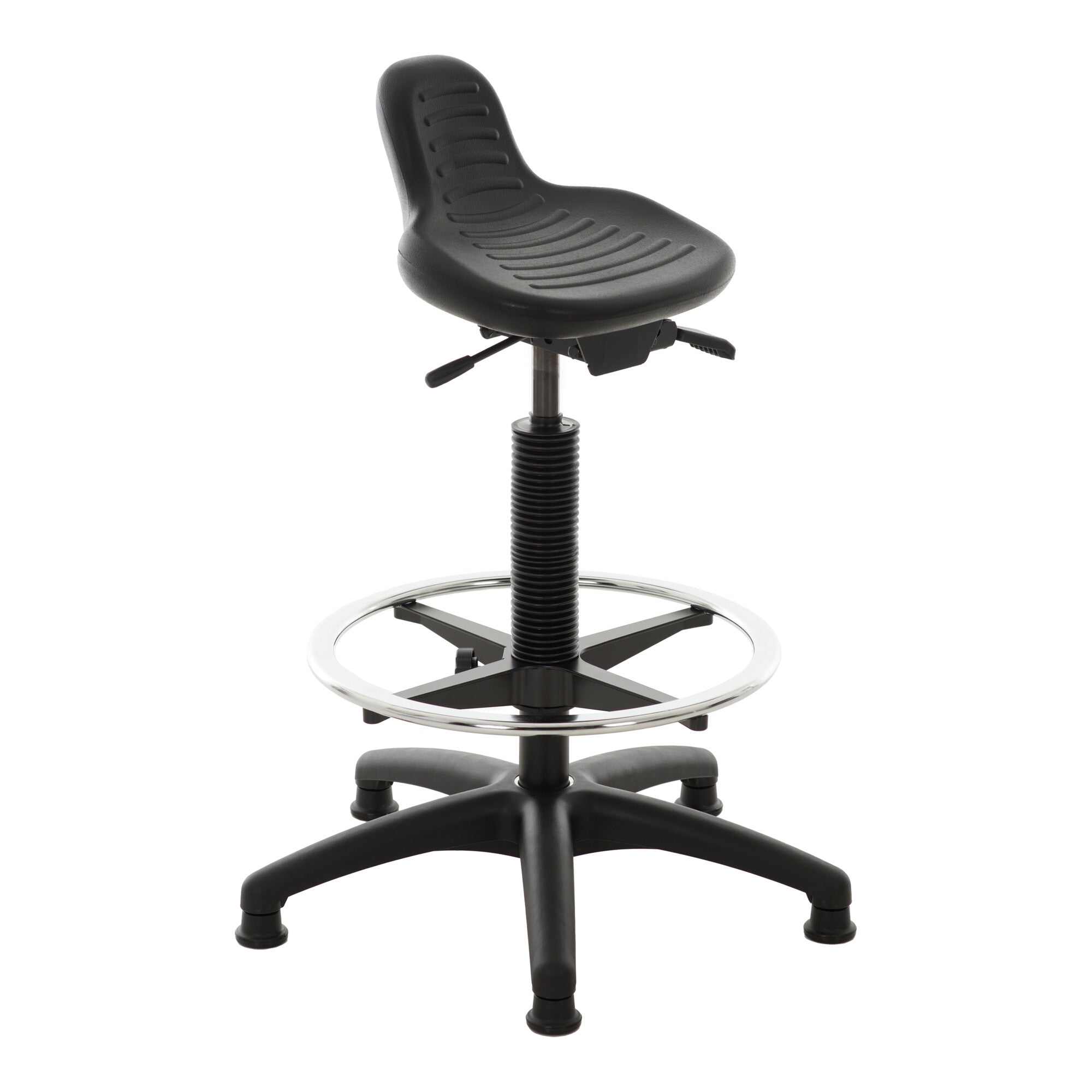 STIER Stehhilfe mit Gleitern und Fußring Sitzhöhe 640-890 mm PU-Sitz mit