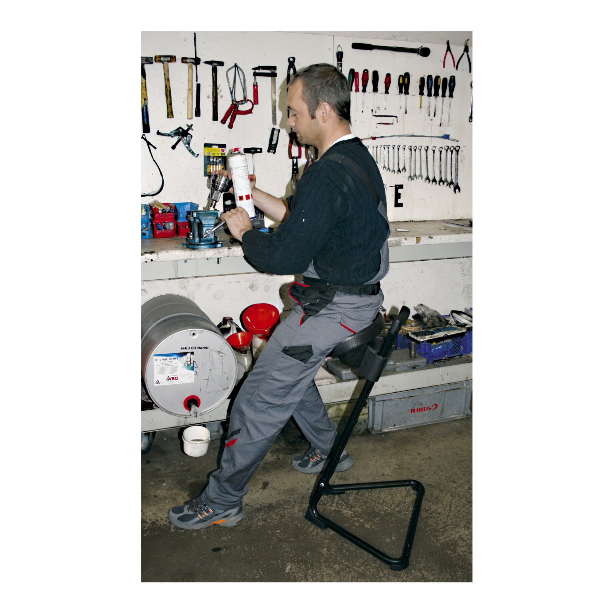 STIER standing aid with steel frame grey seat height 600-850 mm PU seat