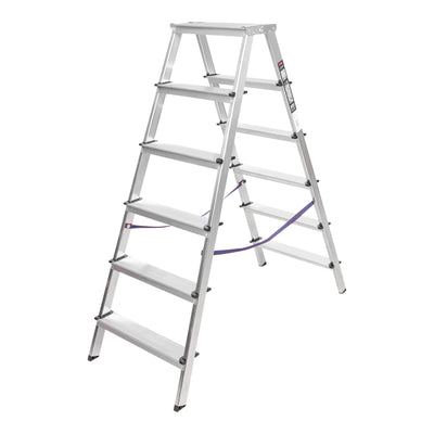 STIER Stufen Stehleiter 2x6 Stufen beidseitig begehbar leicht robust Sichere