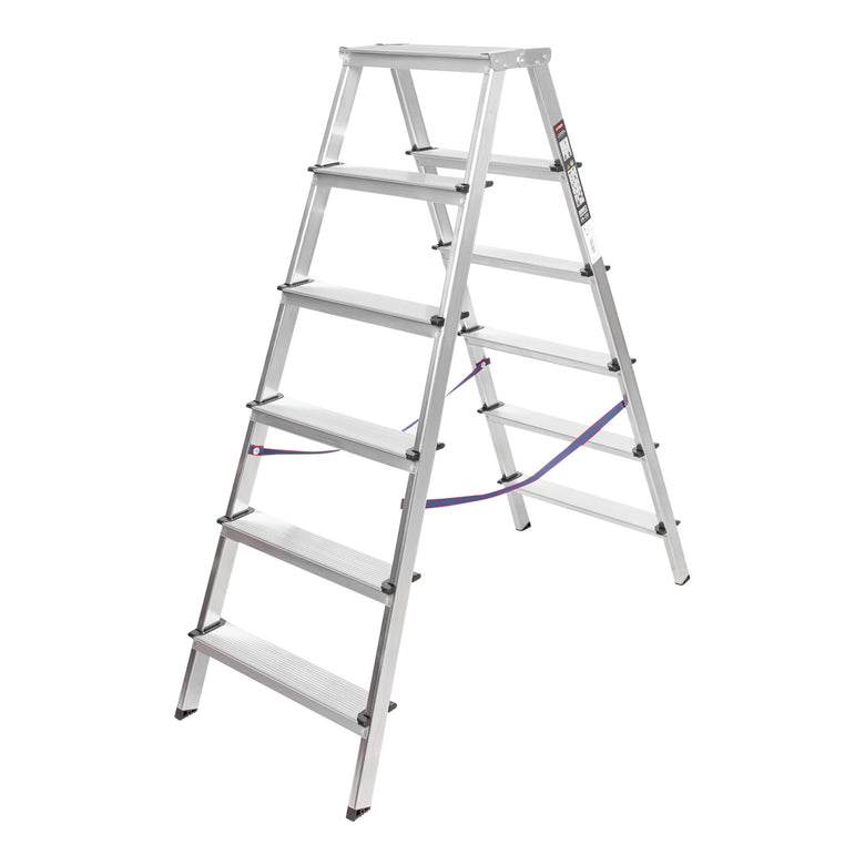 STIER Stufen Stehleiter 2x6 Stufen beidseitig begehbar leicht robust Sichere
