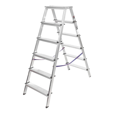 STIER Stufen Stehleiter 2x6 Stufen beidseitig begehbar leicht robust Sichere