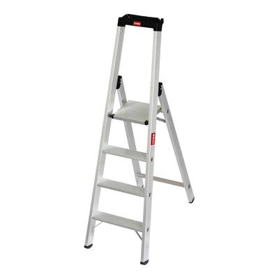 STIER Stepladder Premium 4 steps one-sided access, aluminum safety stepladder, multi-purpose ladder