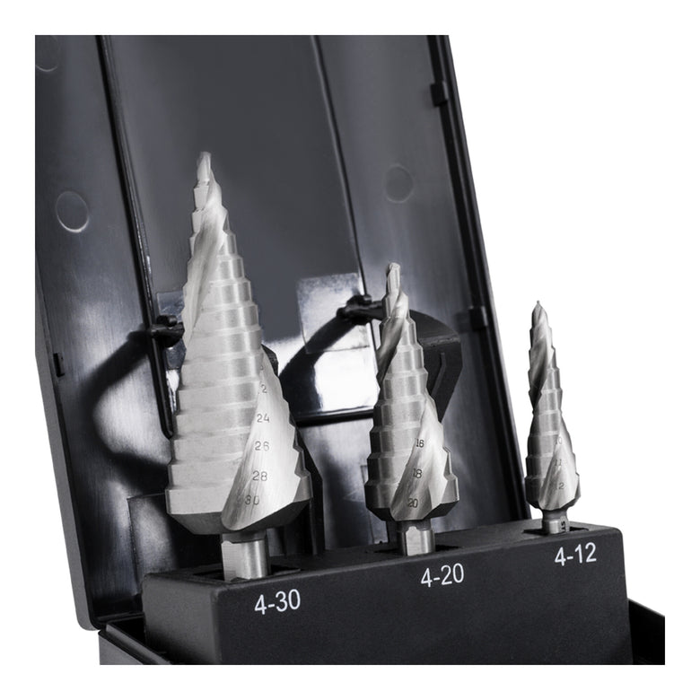 STIER step drill set HSS-Co 3-piece in cassette 4-12 4-20 4-30mm metal drill