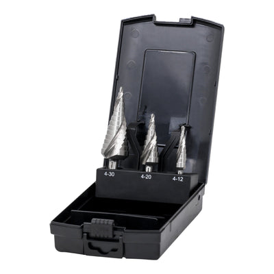 STIER step drill set HSS-G 3-piece in cassette 4-12 4-20 4-30mm metal drill