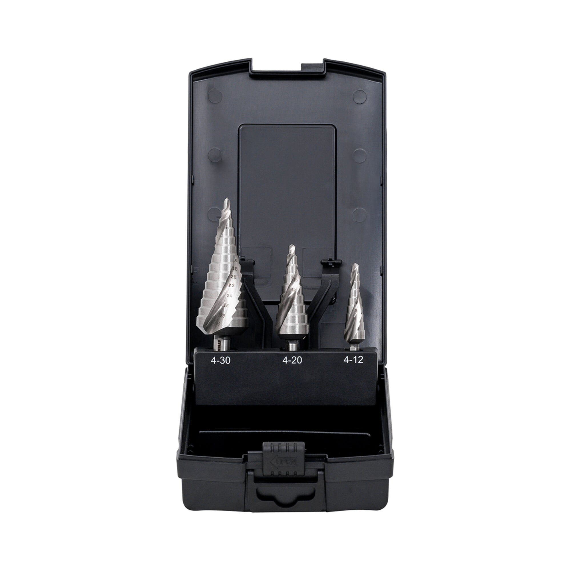 STIER step drill set HSS-G 3-piece in cassette 4-12 4-20 4-30mm metal drill