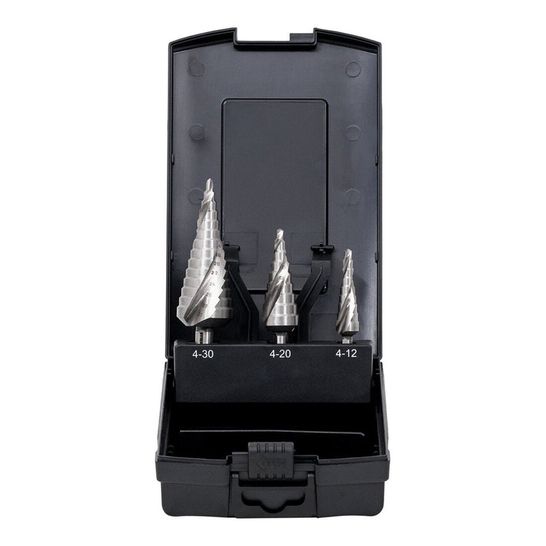 STIER step drill set HSS-G 3-piece in cassette 4-12 4-20 4-30mm metal drill