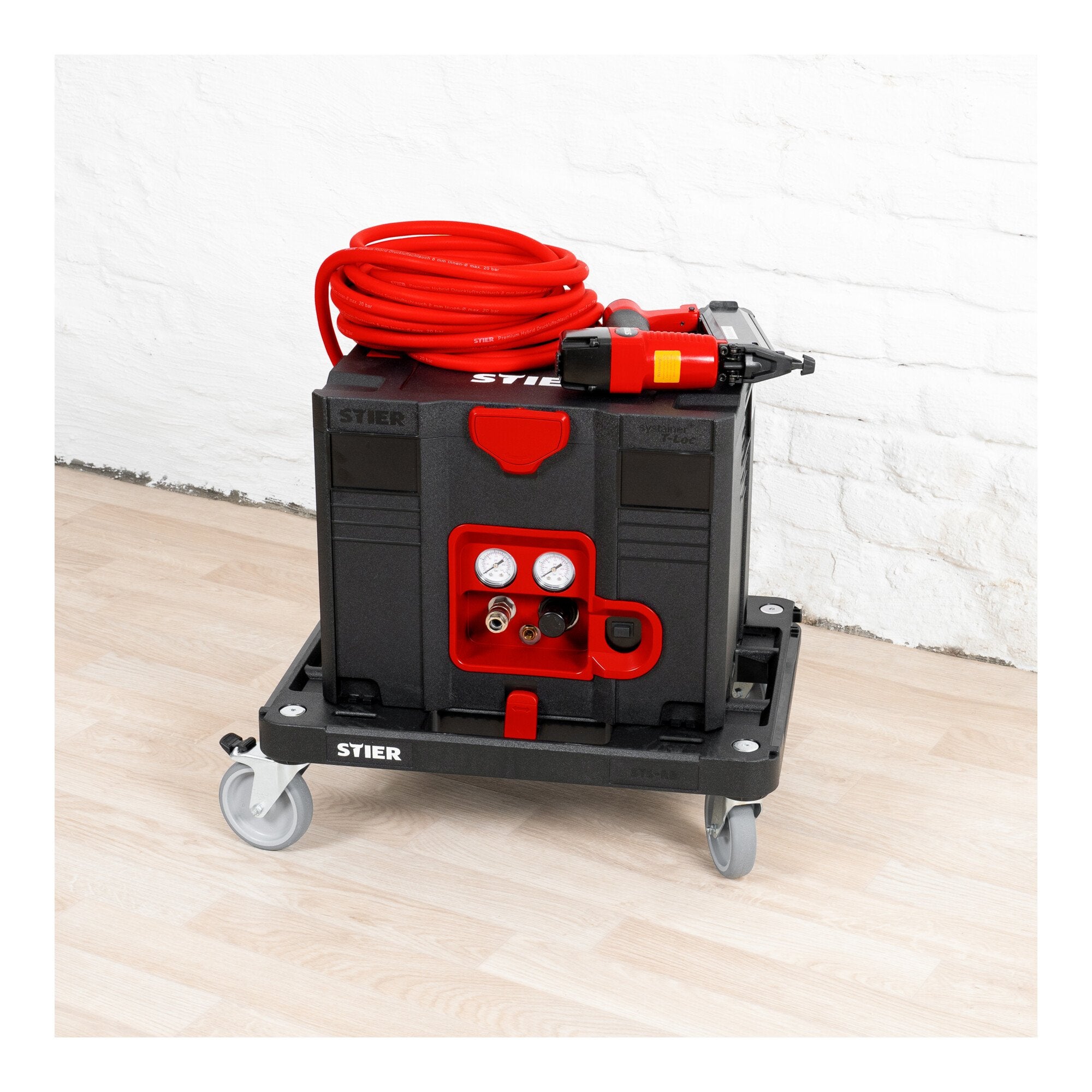 STIER Systainer-Kompressor-Set inkl. Systainer II T-Loc 6-teilig Rollbrett +