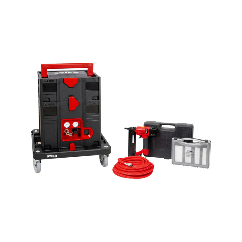 STIER Systainer compressor set including Systainer II T-Loc 6-piece rolling board +