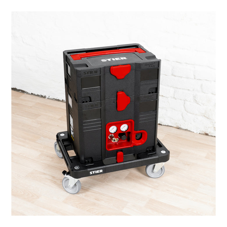 STIER Systainer compressor set including Systainer II T-Loc 6-piece rolling board +