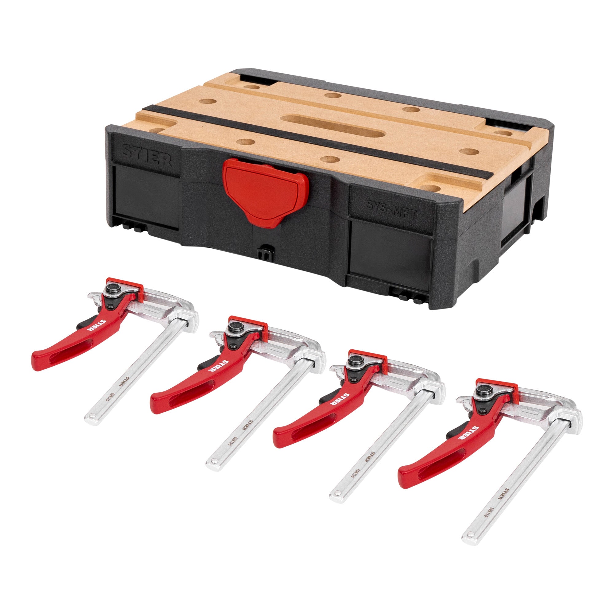 STIER Systainer- Set MFT T-Loc mit 4 STIER Hebelzwingen Lochplatte 5-teilig
