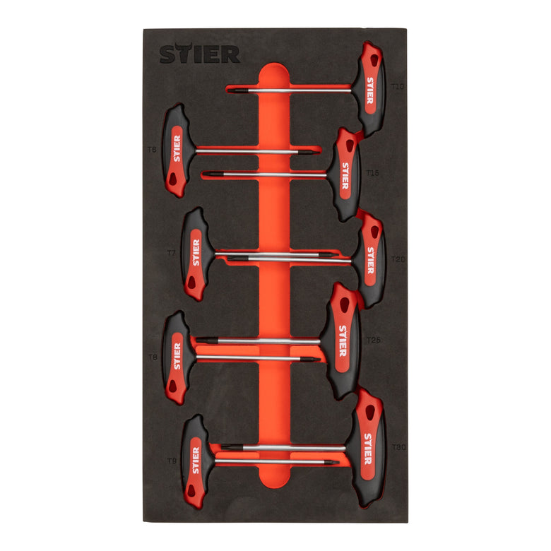 STIER T-handle screwdriver set, hexagon 3-10 mm (6 pcs.) Torx TX6-TX30 mm