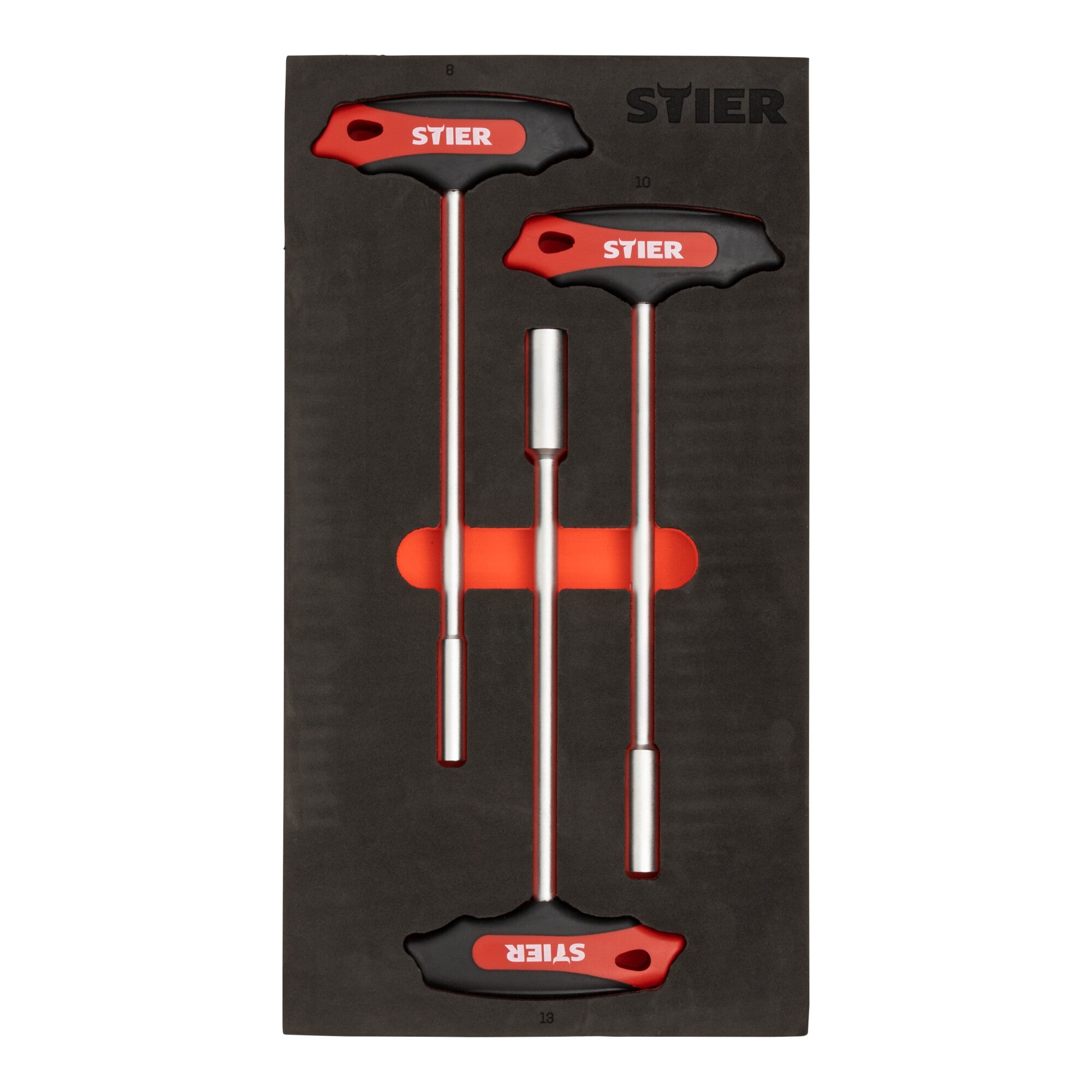 STIER T-handle socket wrench set with external hexagon SW 8 - 13 mm in
