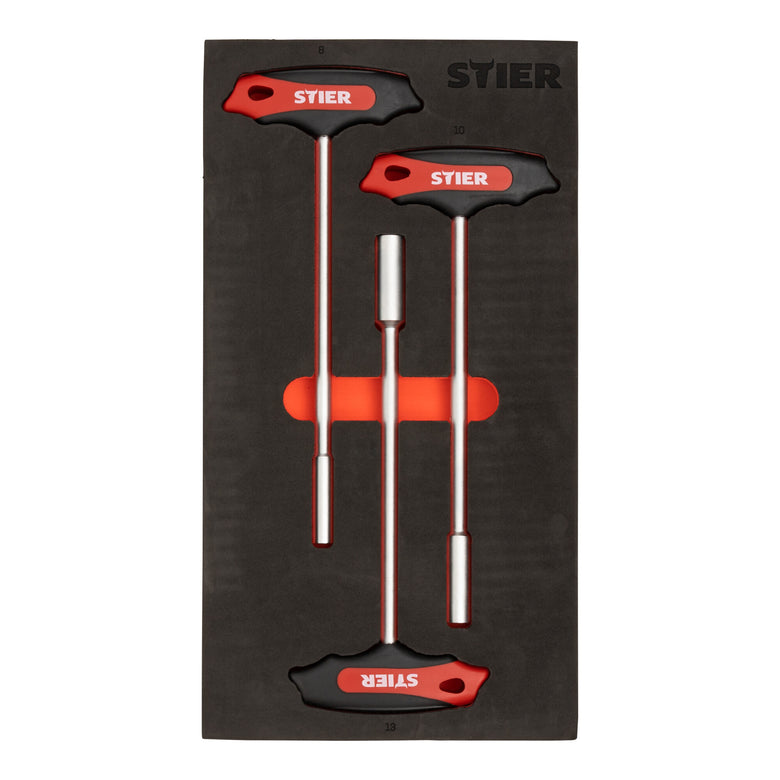 STIER T-handle socket wrench set with external hexagon SW 8 - 13 mm in
