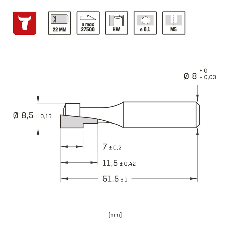 STIER T-Nutfräser M5 8,5 x 5,6 x 8 mm