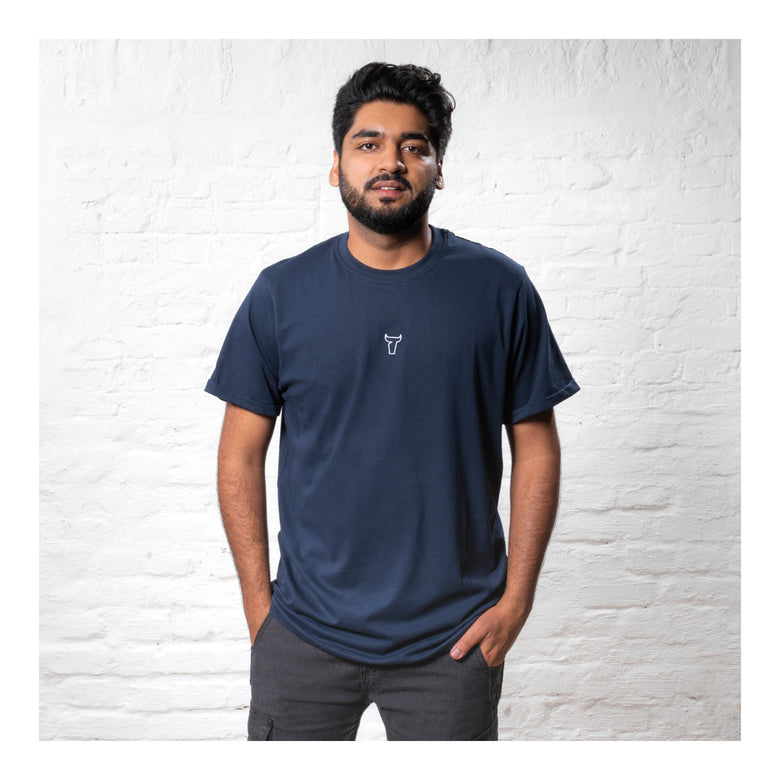 STIER T-Shirt embro essential organic cotton M navy