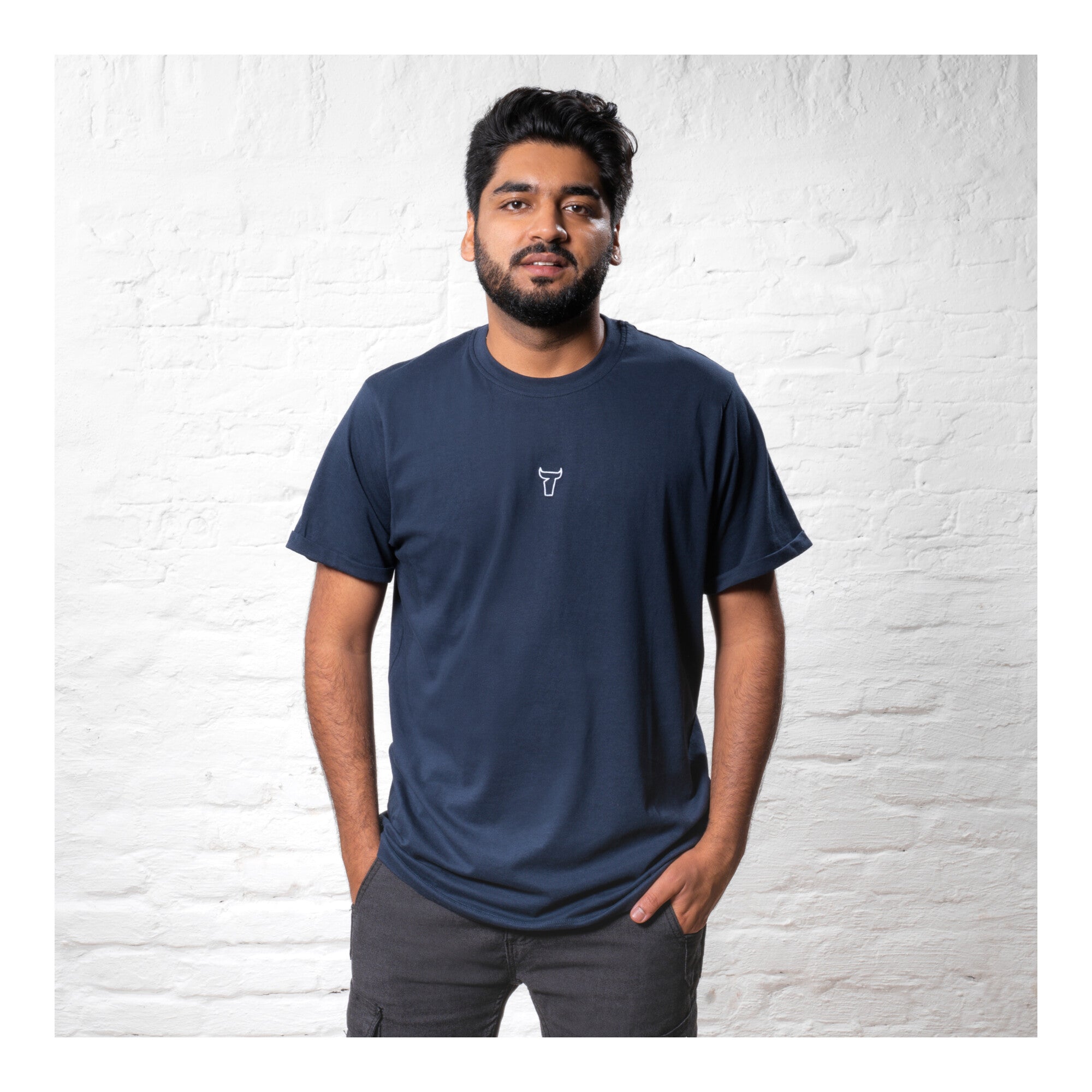 STIER T-Shirt embro essential organic cotton M navy