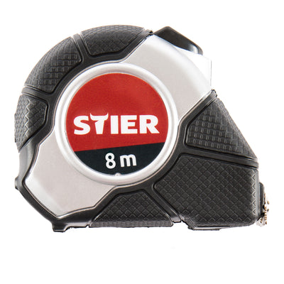 STIER Taschenbandmaß Länge 3 bis 8 m Gürtelclip Maßband Self-Lock-Buttons