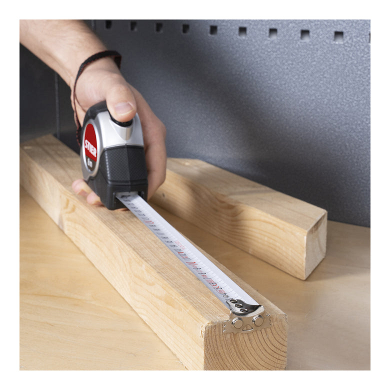 STIER Taschenbandmaß Länge 3 bis 8 m Gürtelclip Maßband Self-Lock-Buttons