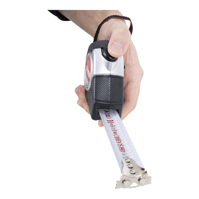 STIER Taschenbandmaß Länge 3 bis 8 m Gürtelclip Maßband Self-Lock-Buttons