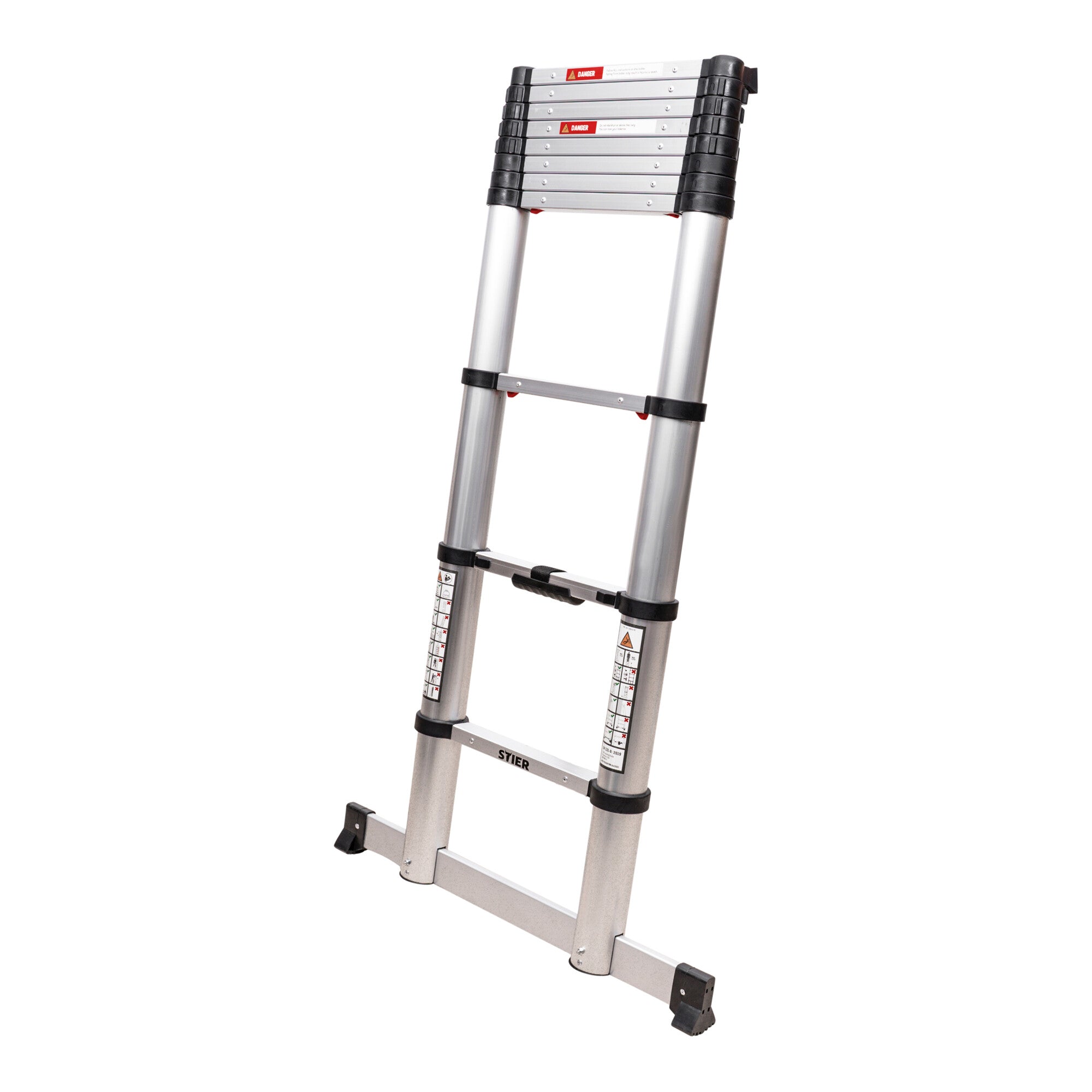 STIER Teleskopleiter Premium 3,2 bis 3,8m Stehleiter Aluminium Klappleiter