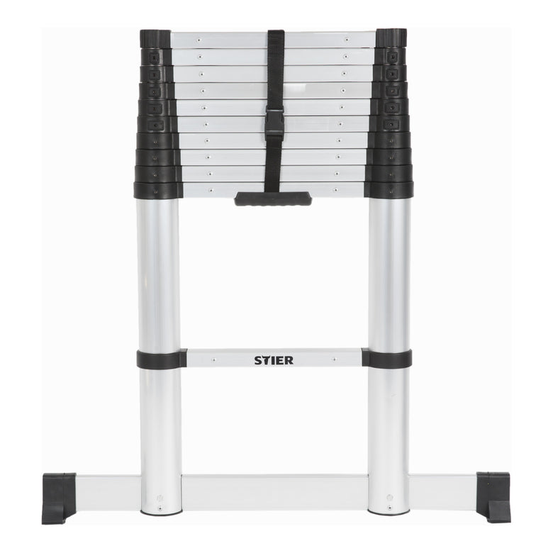 STIER Teleskopleiter Premium 3,2 bis 3,8m Stehleiter Aluminium Klappleiter