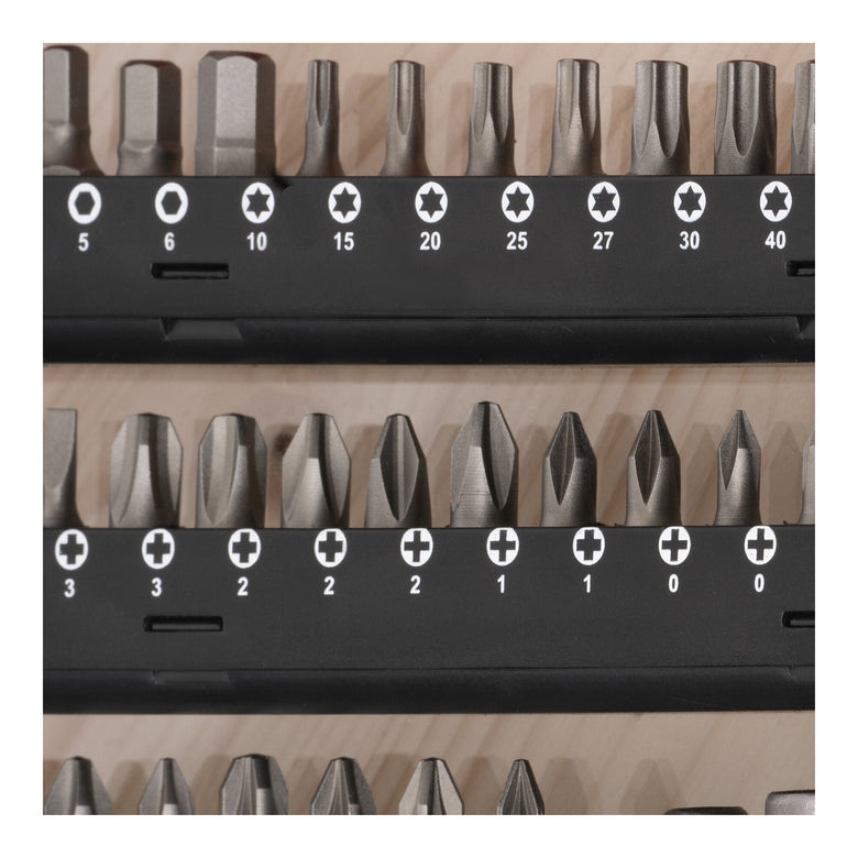 STIER TiN-Bohrer-Set Säge-Set und Bit-Set 100-teilig Titaniumnitrid Holzbohrer