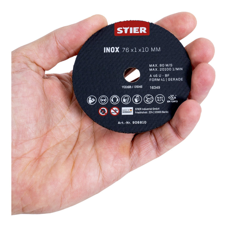STIER Trennscheibe Edelstahl/Inox 76 x 1 x 10 gerade 10 Stk