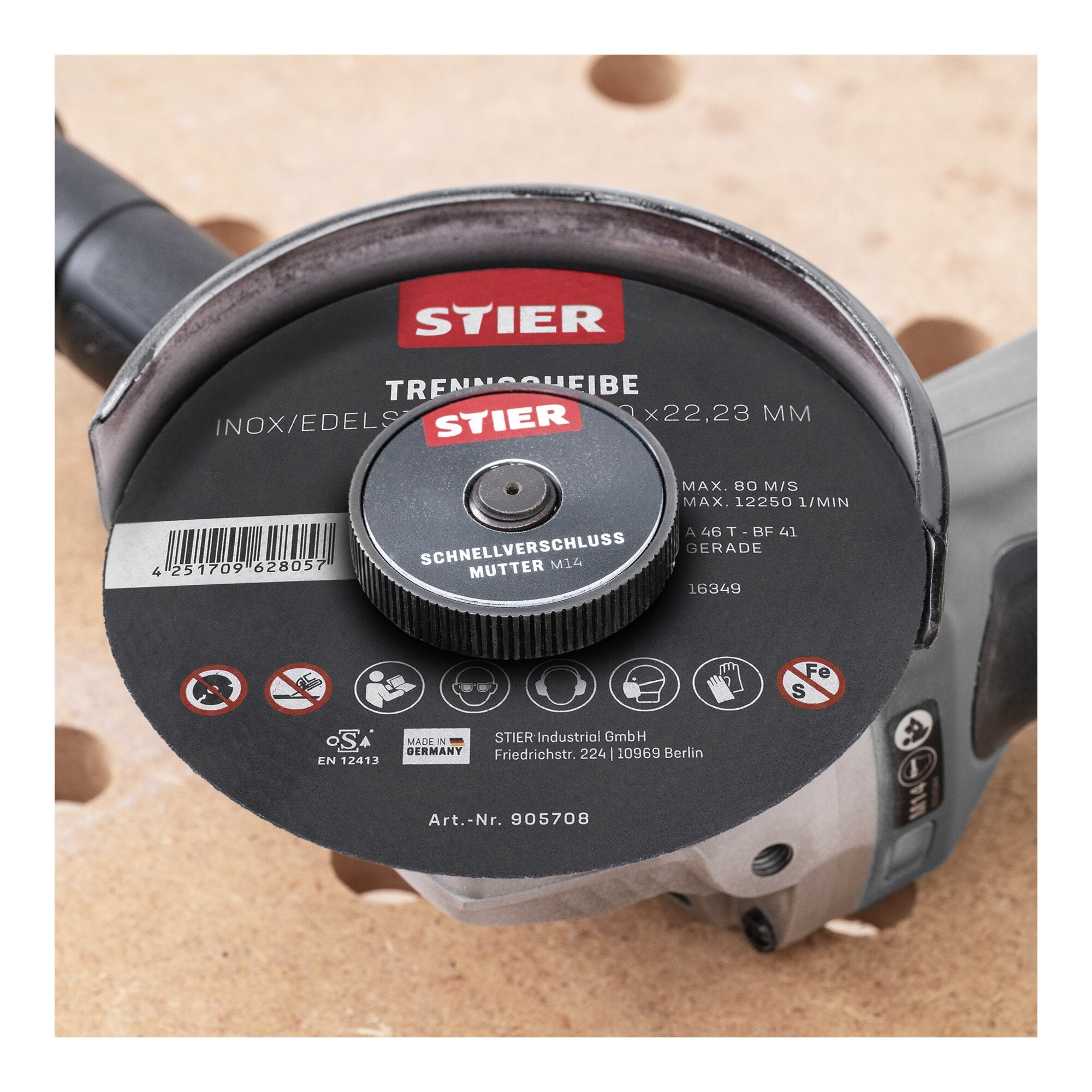 STIER cutting disc stainless steel 125 x 1.0 x 22.23 mm straight shape