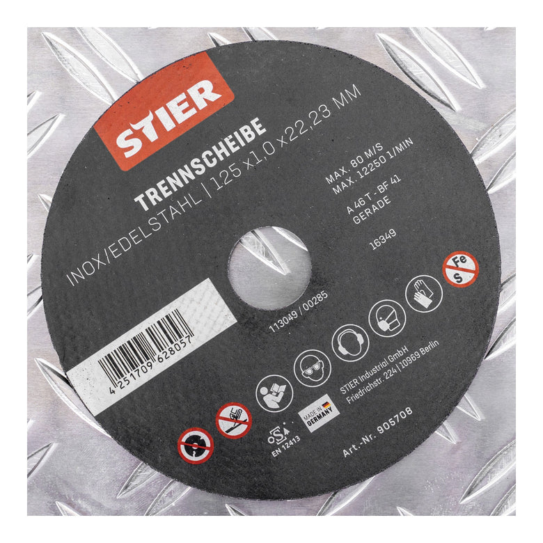 STIER Trennscheibe Edelstahl 125 x 1,0 x 22,23 mm Form gerade