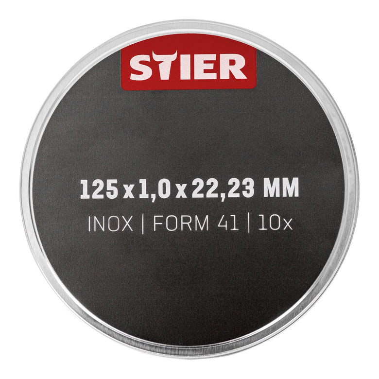 STIER Trennscheibe Edelstahl 125 x 1,0 x 22,23 mm Form gerade 10 Stk