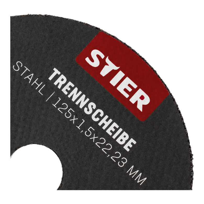 STIER Trennscheiben Stahl Maße: 125 x 1,5 x 22,23; Form 41; gerade Ausführung;