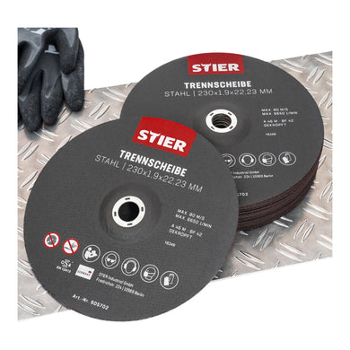 STIER cutting discs made of steel, dimensions: 230 x 1.9 x 22.23; Form 42 cast steel, etc.