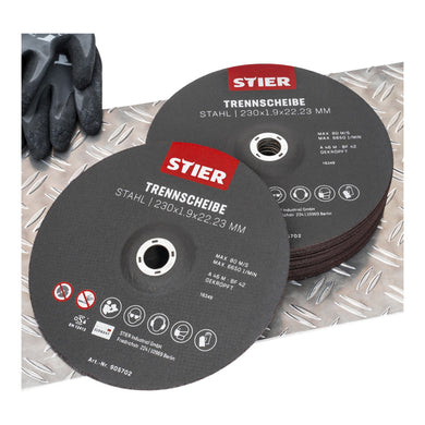 STIER Trennscheiben Stahl Maße: 230 x 1,9 x 22,23; Form 42 Stahlguss etc.