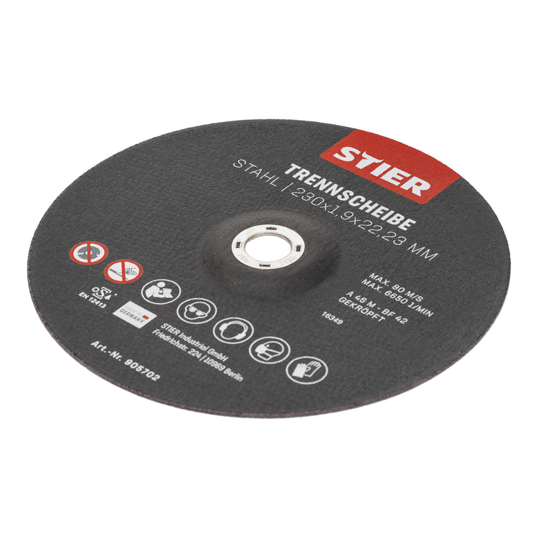 STIER cutting discs made of steel, dimensions: 230 x 1.9 x 22.23; Form 42 cast steel, etc.