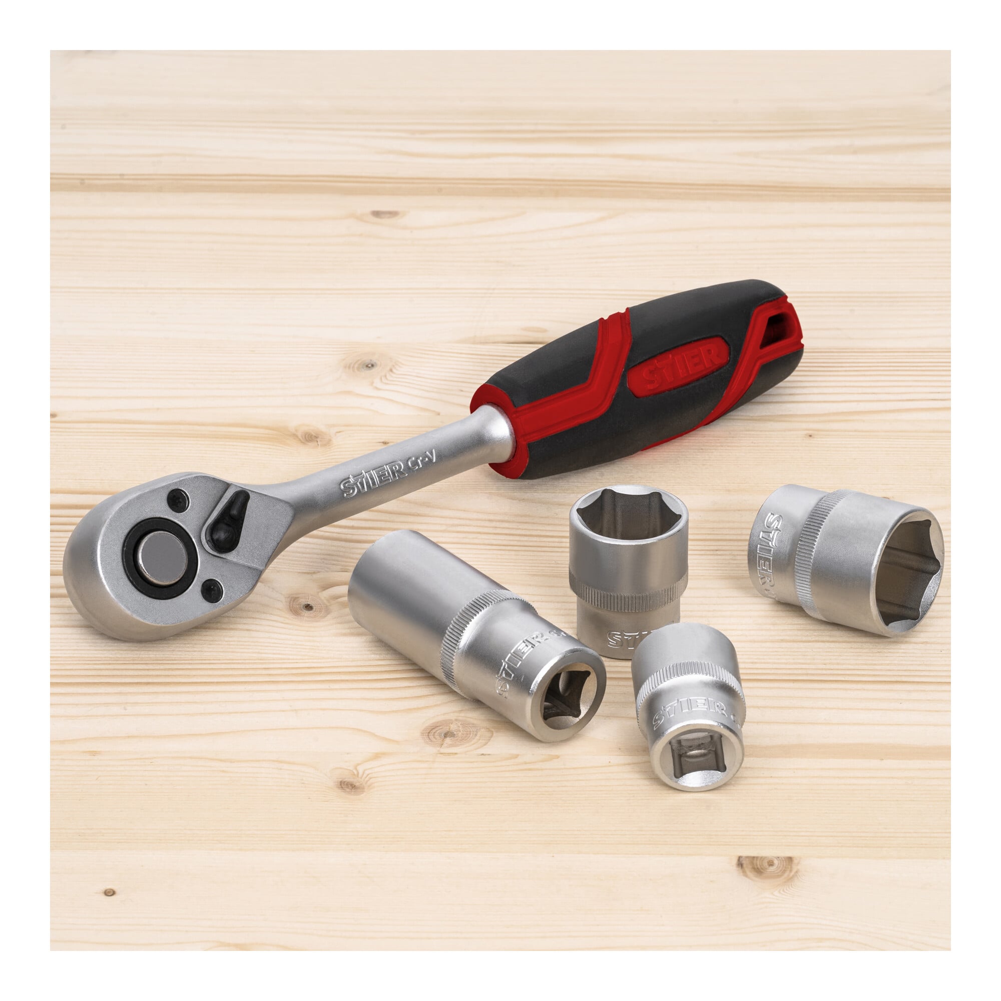 STIER reversible ratchet 1/2 inch with quick release small return angle