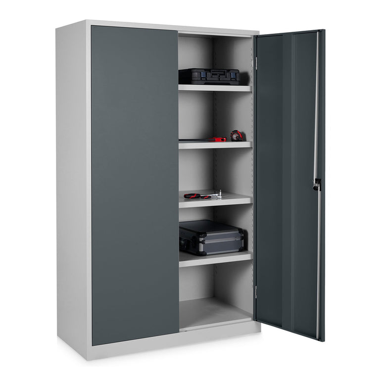 STIER Universalschrank mit 4 Fachböden 1950x 120 x 50 mm, Hellgrau