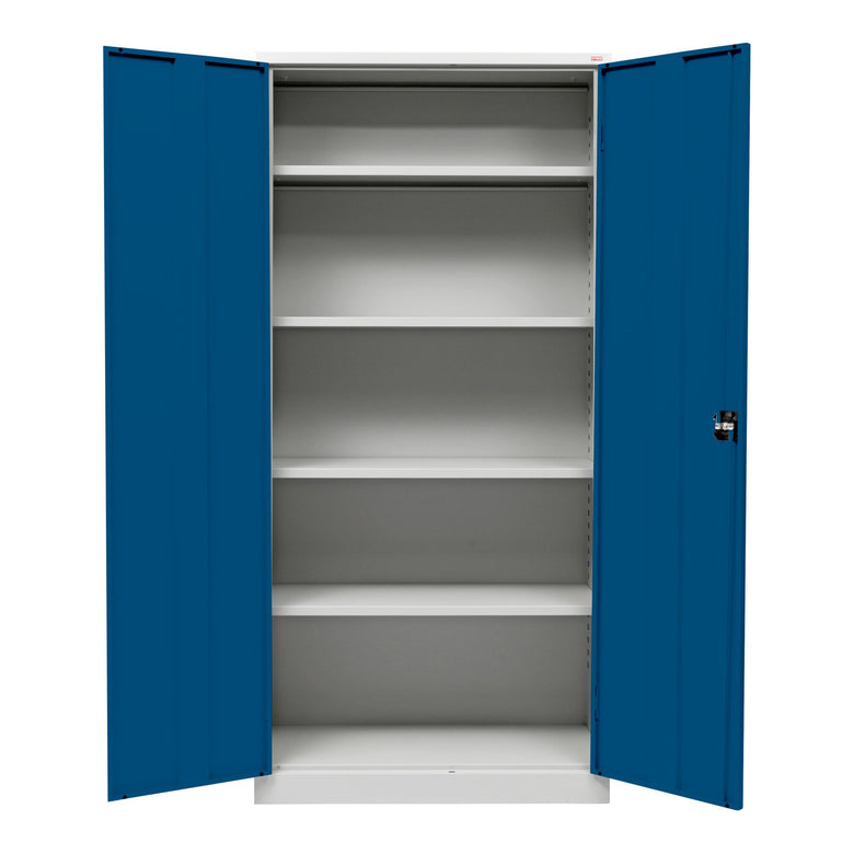 STIER Universalschrank mit 4 Fachböden à 40kg Tragkraft | 1950x920x420mm | verschließbar | enzianblau | verschweißt